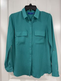 Teal / Sea Green Women’s Button Up Blouse Size Small