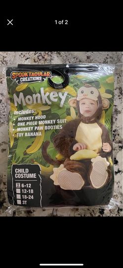 Monkey Halloween Costume Infant Size 6-12 Months