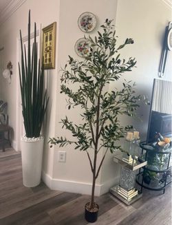 Pretty Artificial plant Olive 🫒 Tree 5 ft tall with planter