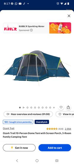 Ozark Trail 10-Person 3-Room Dome Camping Tent