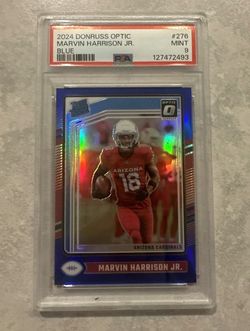 MARVIN HARRISON JR. 2024 DONRUSS OPTIC RATED ROOKIE BLUE RC /199 PSA 9