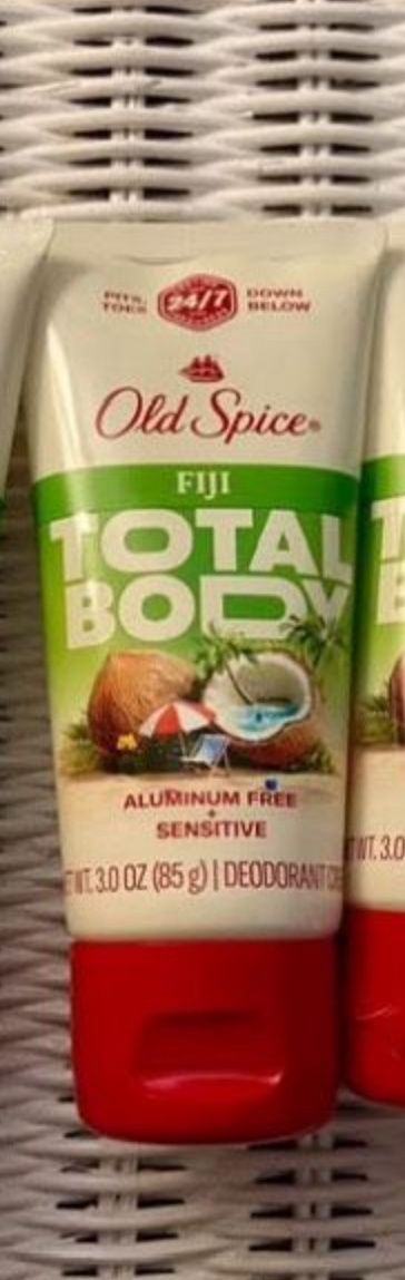 Old Spice Total Body Cream Deodorant. Aluminum free. Sensitive skin.