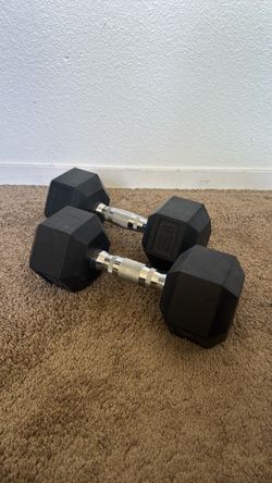 25 lb Rubber Hex Dumbbells Pair