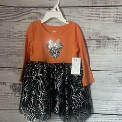 Nwt Jumping Beans Orange and Black Kids Minnie Mouse Dress size 12 months 