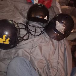 Three Baseball Helmets 