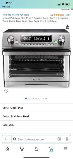 Instant Pot 26-Liter, Omni Plus 11-in-1 Air Fryer Toaster Oven