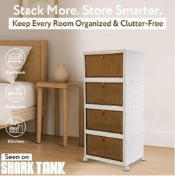 4-Drawer Stackable Storage Tower with Wheels