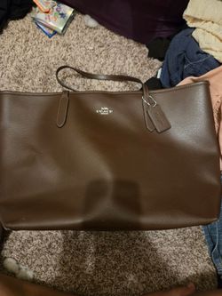 Leather brown coach tote