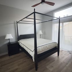 Ethan Allen Queen Canopy Bed And Matching Night Stand