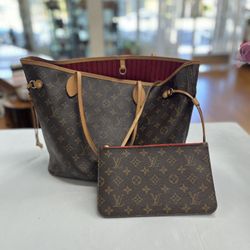LOUIS VUITTON NEVERFULL, POCHETTE INCLUDED, NO BOX OR DUST BAG, IN USED CONDITION