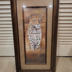 Tiger Print In Wooden Frame