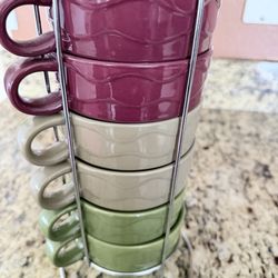 Ceramic mug set with stand