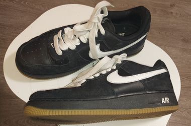 Nike Air Force 1 Men's Low Top Black Suede/Leather Sneakers Men's Size 8