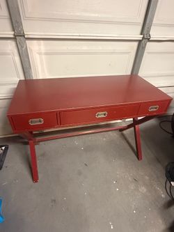 Used Solid Wood Office Desk w/ Cross Leg Design