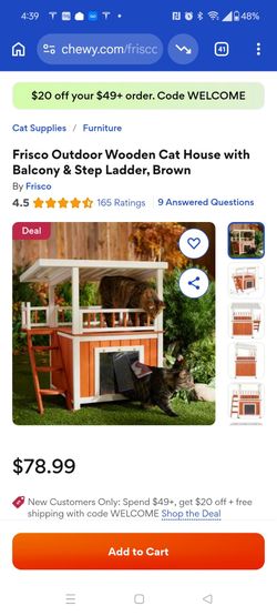 Frisco Outdoor Wooden Cat House with Balcony