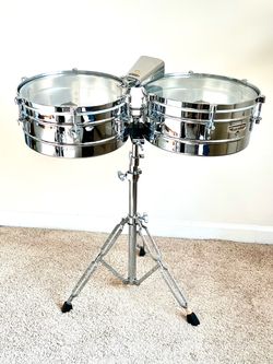 LP Matador 15" & 16" Chrome Timbales Set with Cymbal & Premium Road Runner Cases