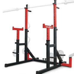 STOZM Combo Barbell Rack & Adjustable Weight Bench (Red)