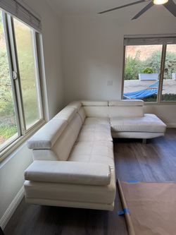 White leather couch