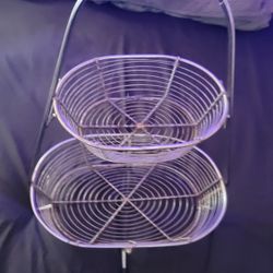 2 Tiered Metal Basket 18x13x9