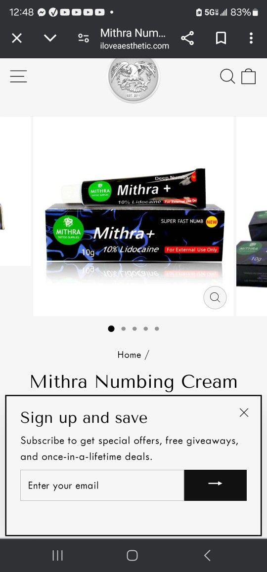Mithra Tattoo Numbing Cream 