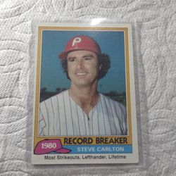 1981 Steve Carlton, Record Breaker, Topps Chewing Card # 202