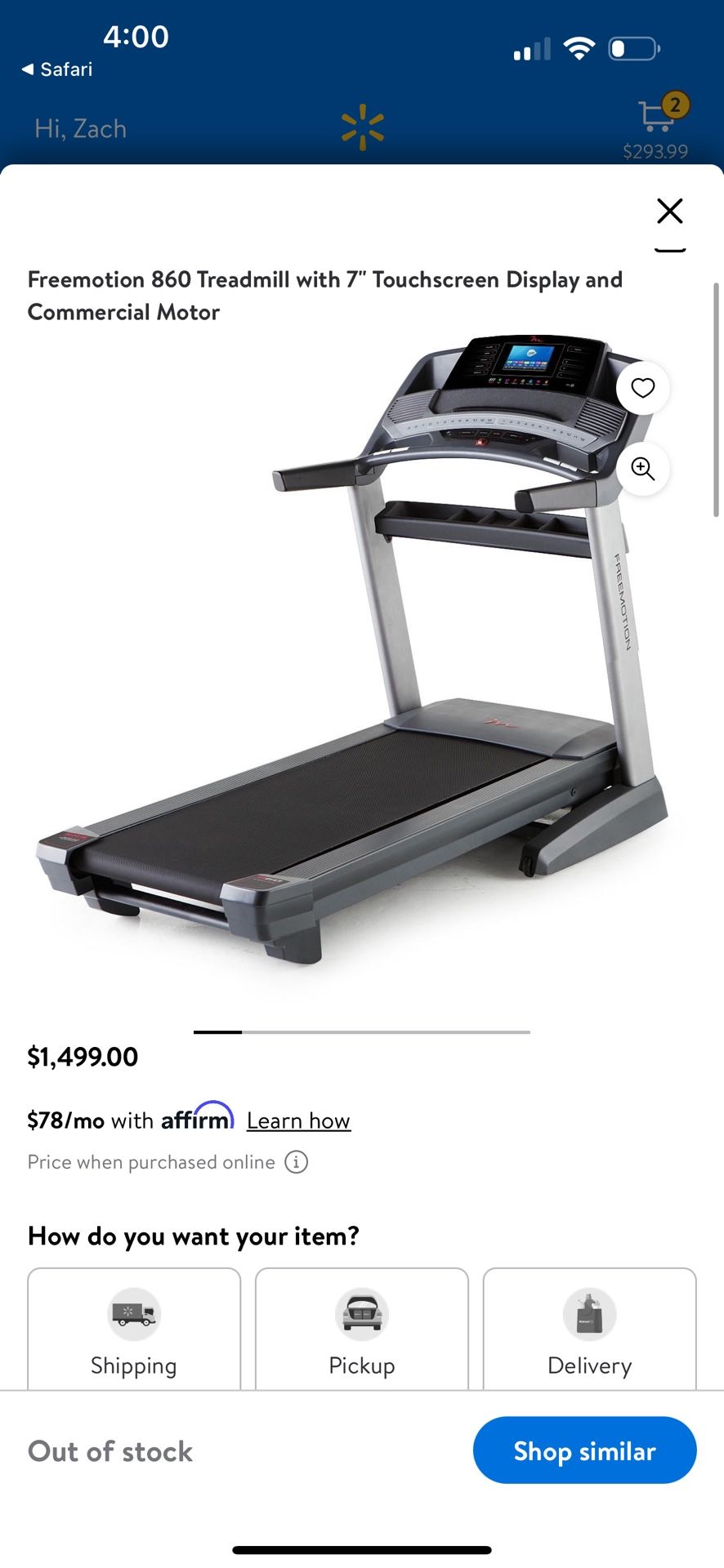 Freemotion 860 Treadmill with 7" Touchscreen Display