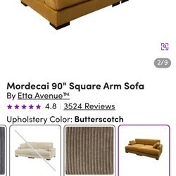 90 “ Square Arm Sofa 