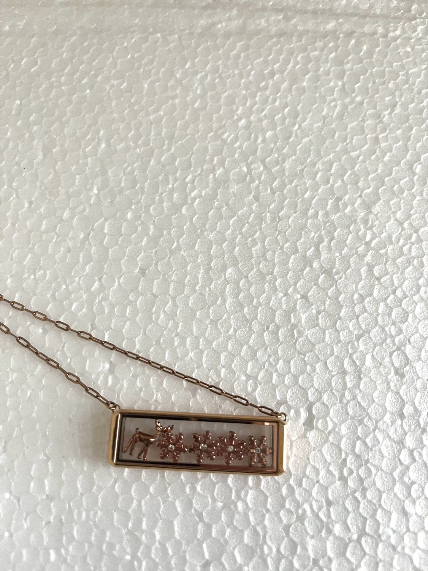 Rose Gold Horizontal Floating Reindeer Locket