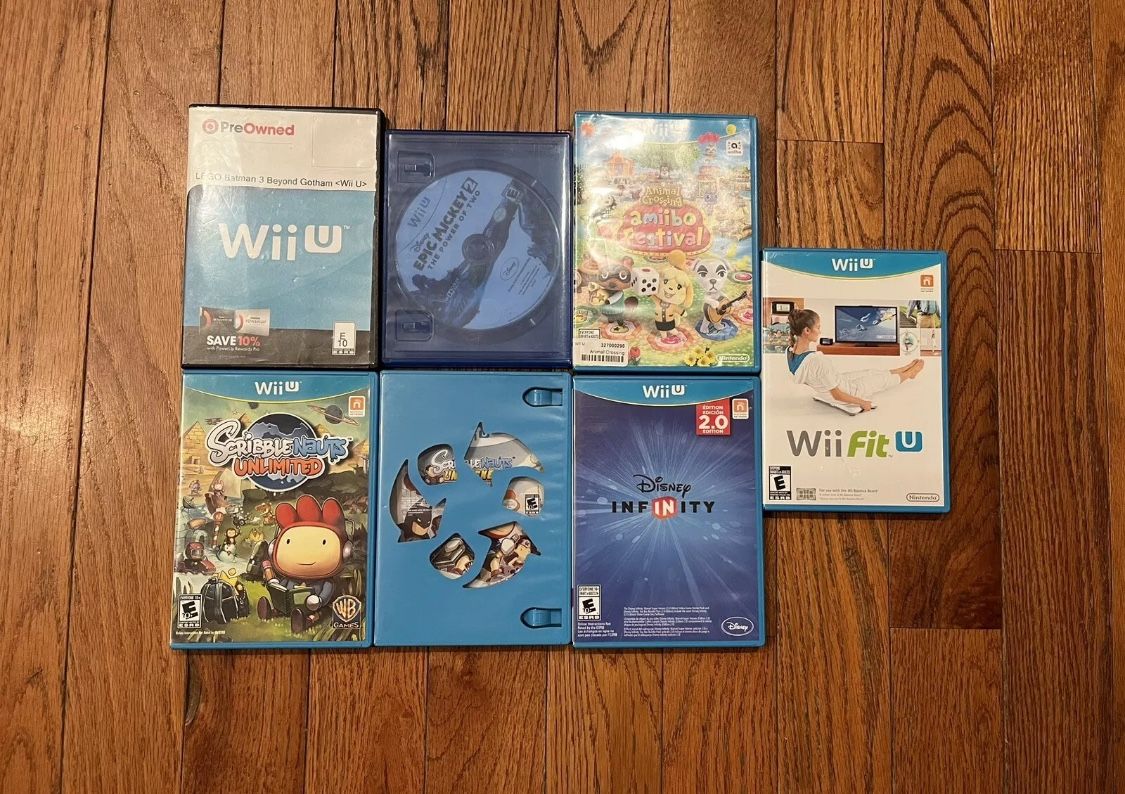 7 Wii U Video Game Lot Amiibo Festival Animal Crossing Scribblenauts Disney Lego