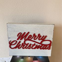 Merry Christmas Wooden Sign 7 x 9 Inches Table Or Window Decor