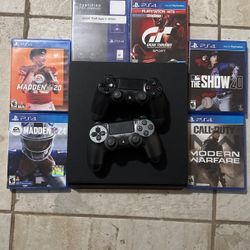 Sony PlayStation 4 Slim 1TB Console-Black With 2 Controllers And 6 Games 