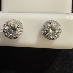 Moissanite Earrings 1.01 CT 925 Silver 