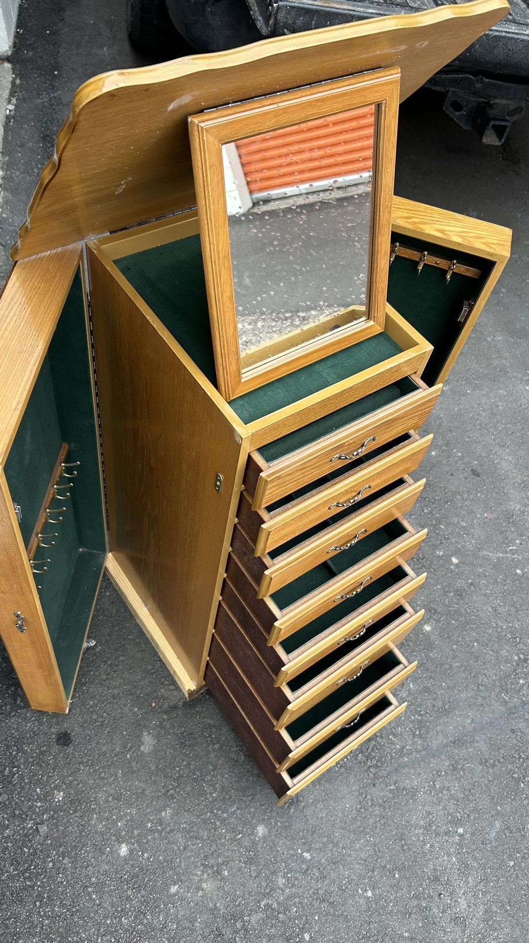 Vintage Wooden Jewelry Box jewelry armoire small size L18”*D15”*H33”(address in description)