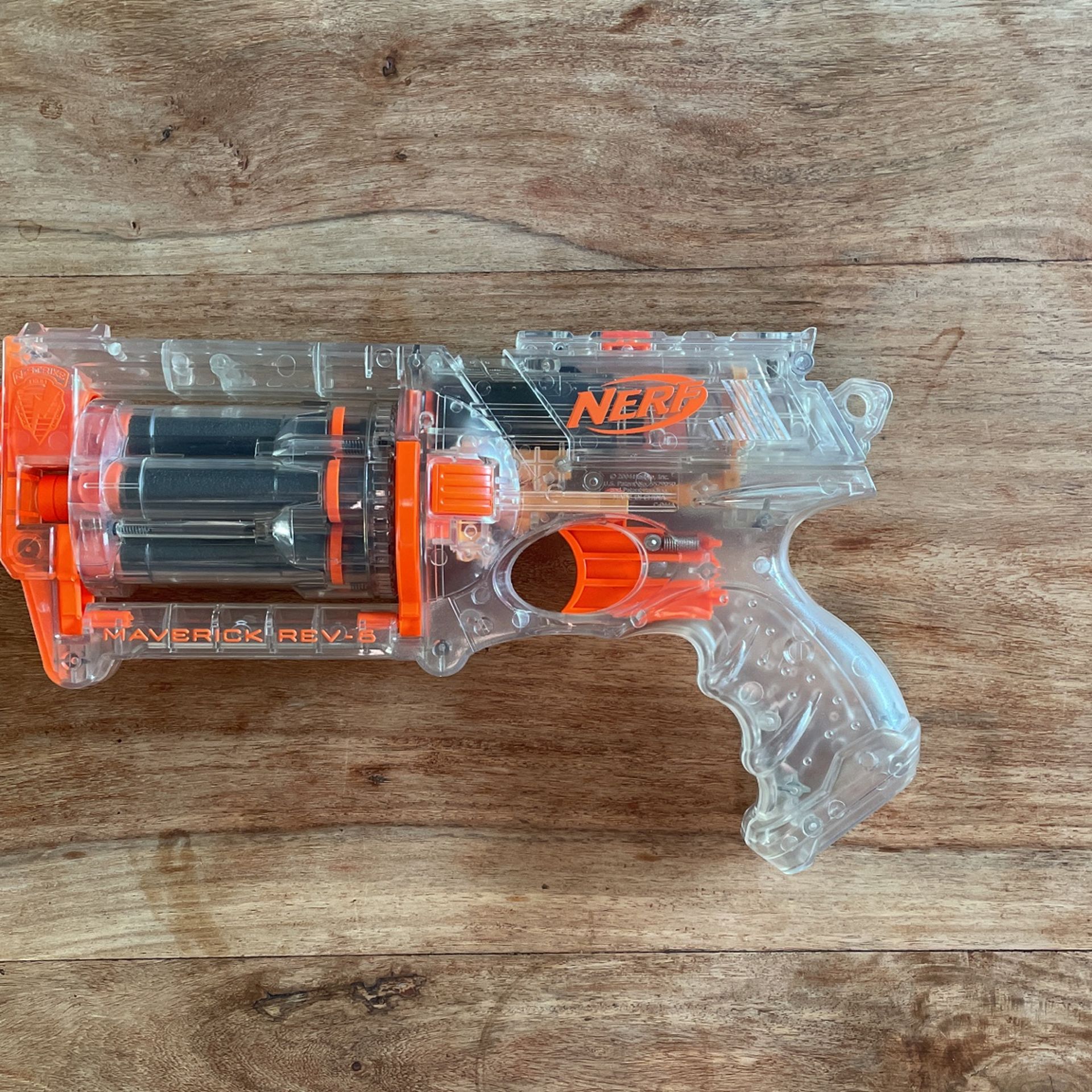 NERF Maverick Rev-6 Clear w/ 6 darts