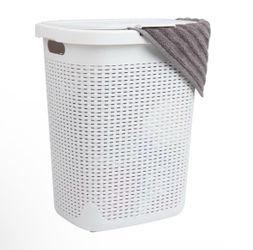Plastic Wicker Design Slim Laundry Hamper