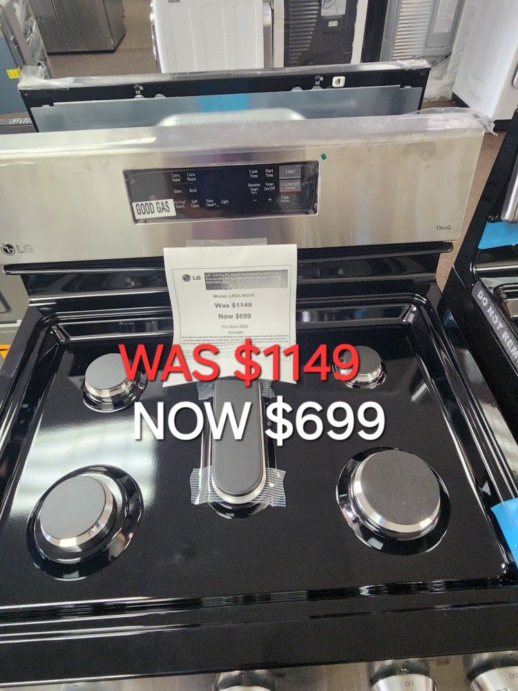 5.8 Cu. Ft. Smart Free Standing Gas True Convection Range With Easy Clean And Air Fry