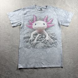 The Mountain Axolotl Men’s Small Gray Graphic Tie Dye USA T Shirt #4A