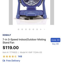 Kobalt Stand Fan Comes With Changer And Baterry