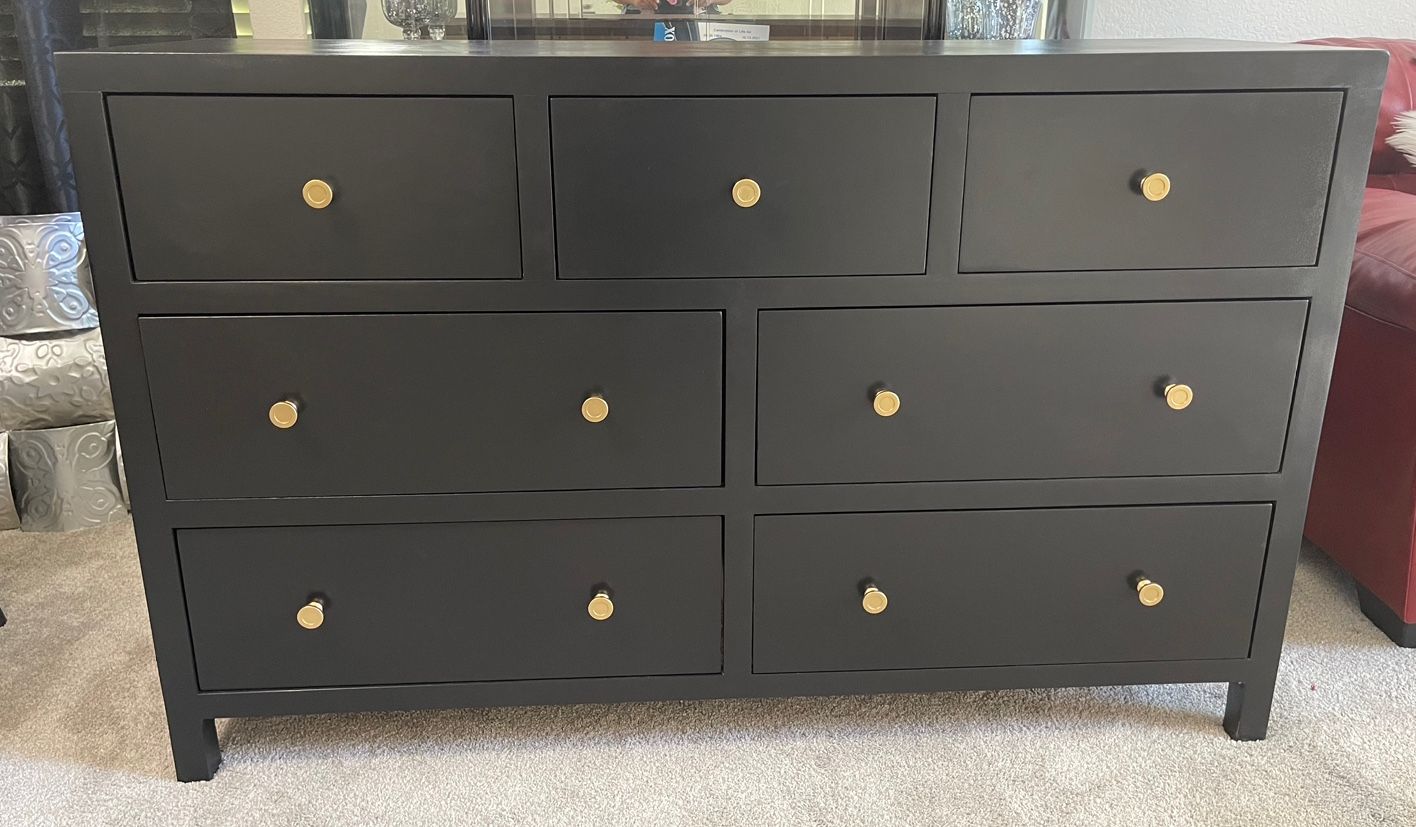 Beautiful Black Dresser with gold knobs