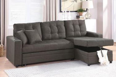 Brand new 88" x 57" grey linen convertible sofa bed