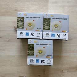 3 Pack 3” Slim Gimbal LED Recessed Lights 8W Dimmable New