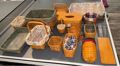 Vintage Longaberger Basket Collection – 16 Piece Lot w/ Liners & Protectors