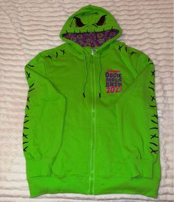 Disney Oogie Boogie Bash 2025 Nightmare Before Christmas Green Zip Hoodie XL