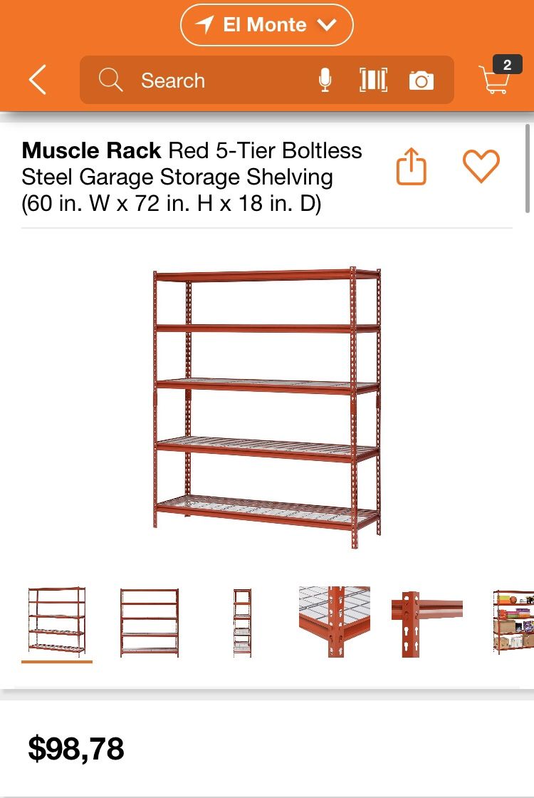 Red Muscle Rack Muscle Rack Red 5-Tier Boltless Steel Garage Storage Shelving for Sale ...