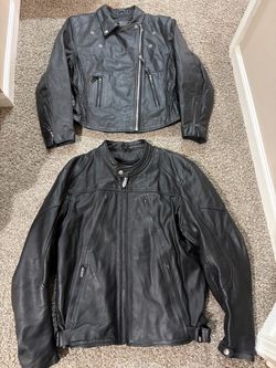 His and hers leather riding jackets