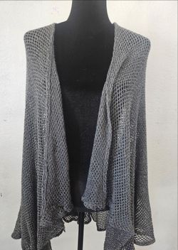 Steve Madden Lightweight Open-Weave Gray Cardigan Sweater