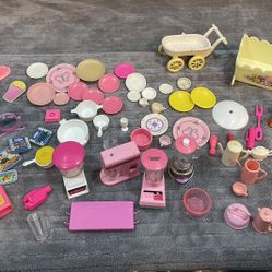 Vintage Barbie Plates Blenders TV Food & Accessories Lot