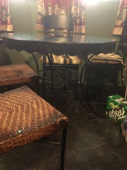 Steel and bamboo dining room set