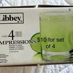 Libbey $10 Set Of  4 Impression  Glasses 