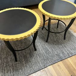 Black Yellow End Tables Solid Steel Frame